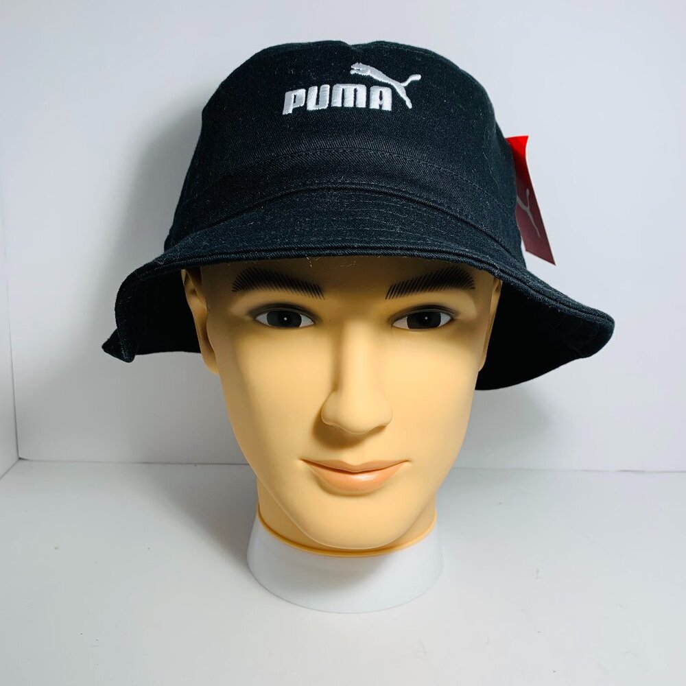 Puma Bucket Hat Round Shape Brim Embroidered Logo Men's Black New